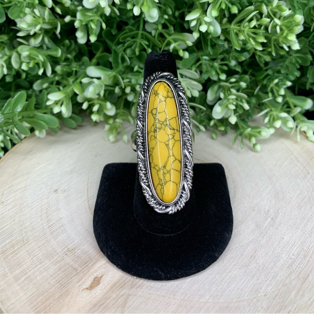 Yellow squash blossom style ring